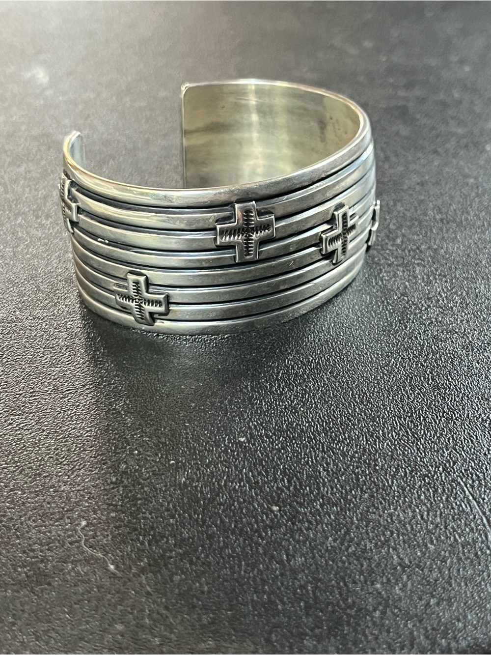 Andy Cadman multi row Sterling cuff w/ crosses. Authentic southwestern 925